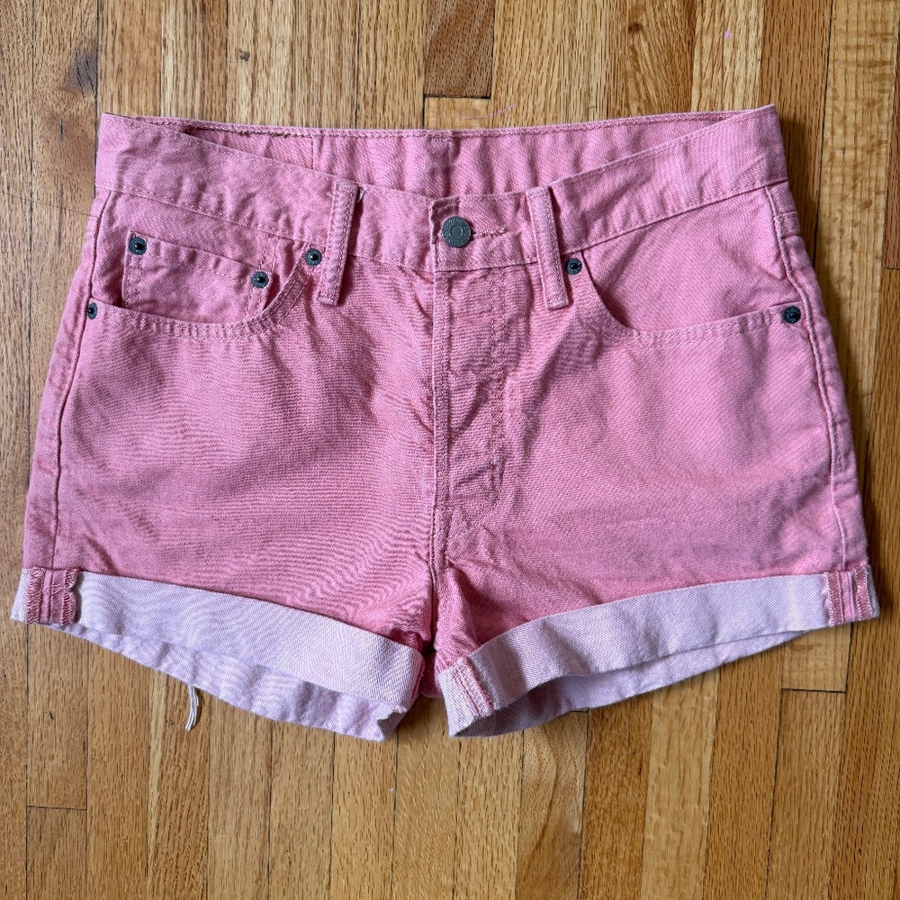 Levis 501 Pink Cuff Denim Shorts